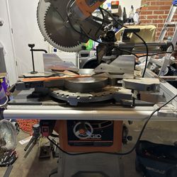 15 Amp Corded 12 in. Dual Bevel Sliding Miter Saw with 70 Deg/ RIDGID 13 Amp 10 in. table saw combo
