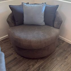 Swivel Curved Cuddler Chair- Dark Grey - NO CUSHIONS