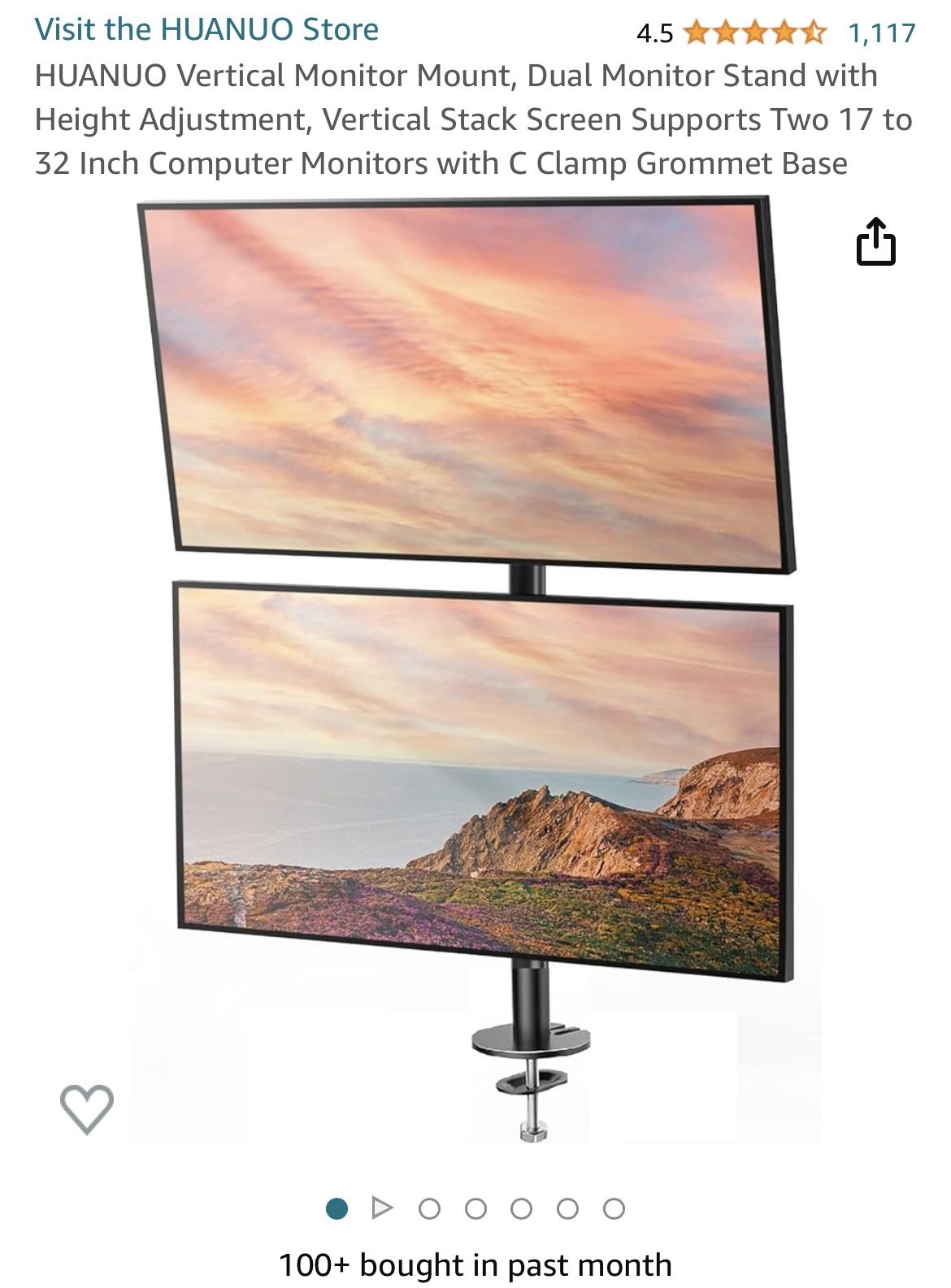 Dual Monitor Vertical Mount