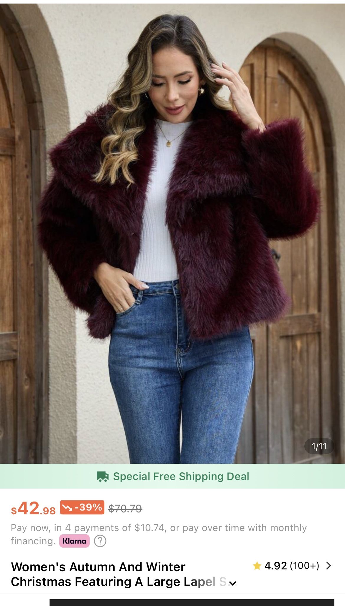 Very Furry Coat Burgundy