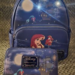 Loungefly Disney The Little Mermaid Light-Up Mini Backpack & Wallet Set