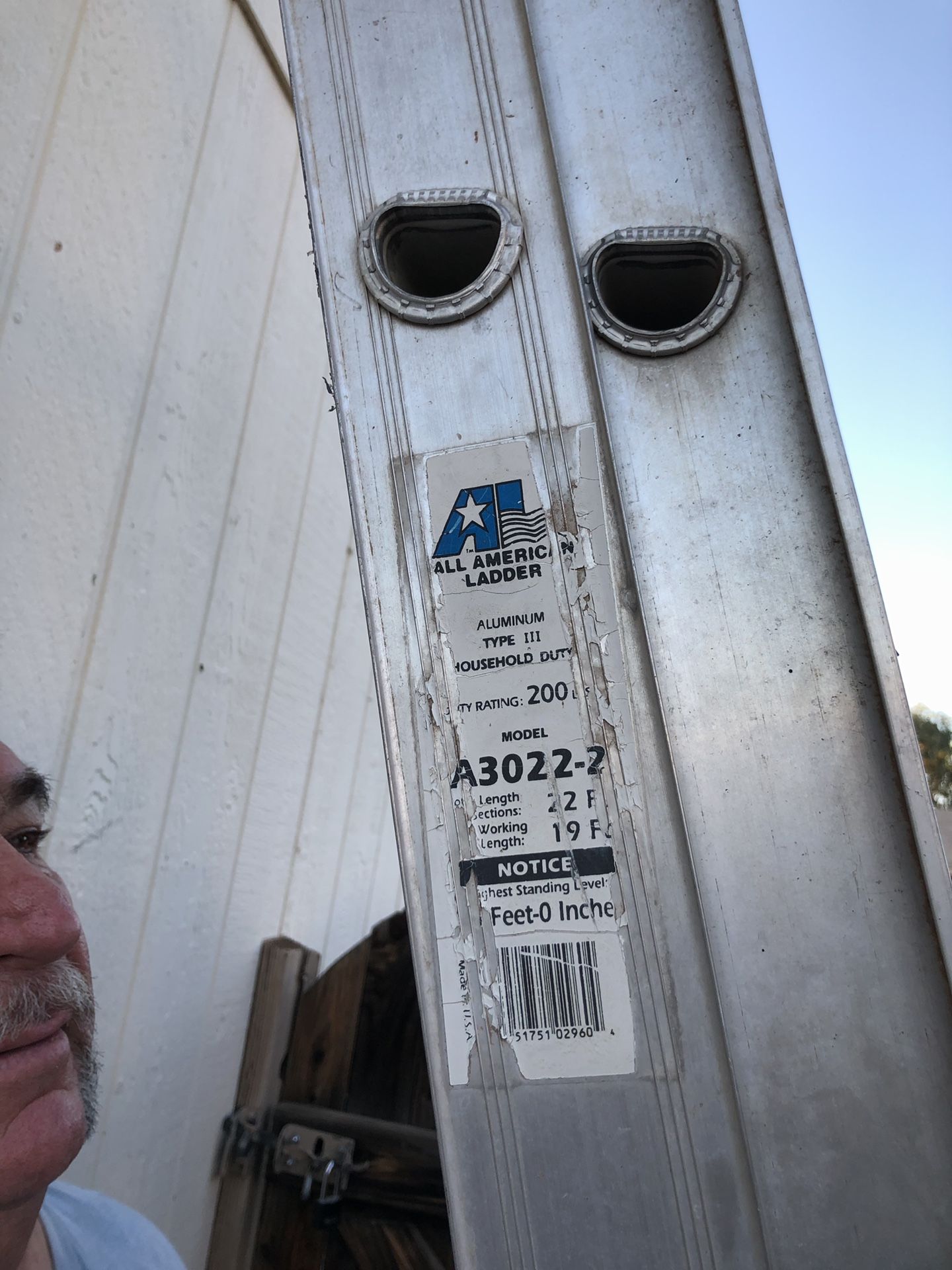 All American Ladder Co. A3022-2. Aluminum 22 foot extension ladder