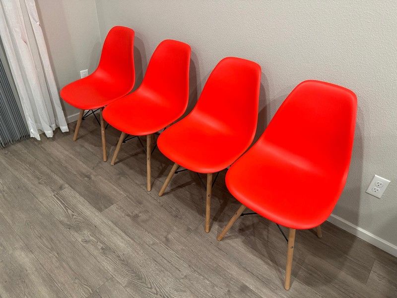 4 Red Dining Chairs_New 