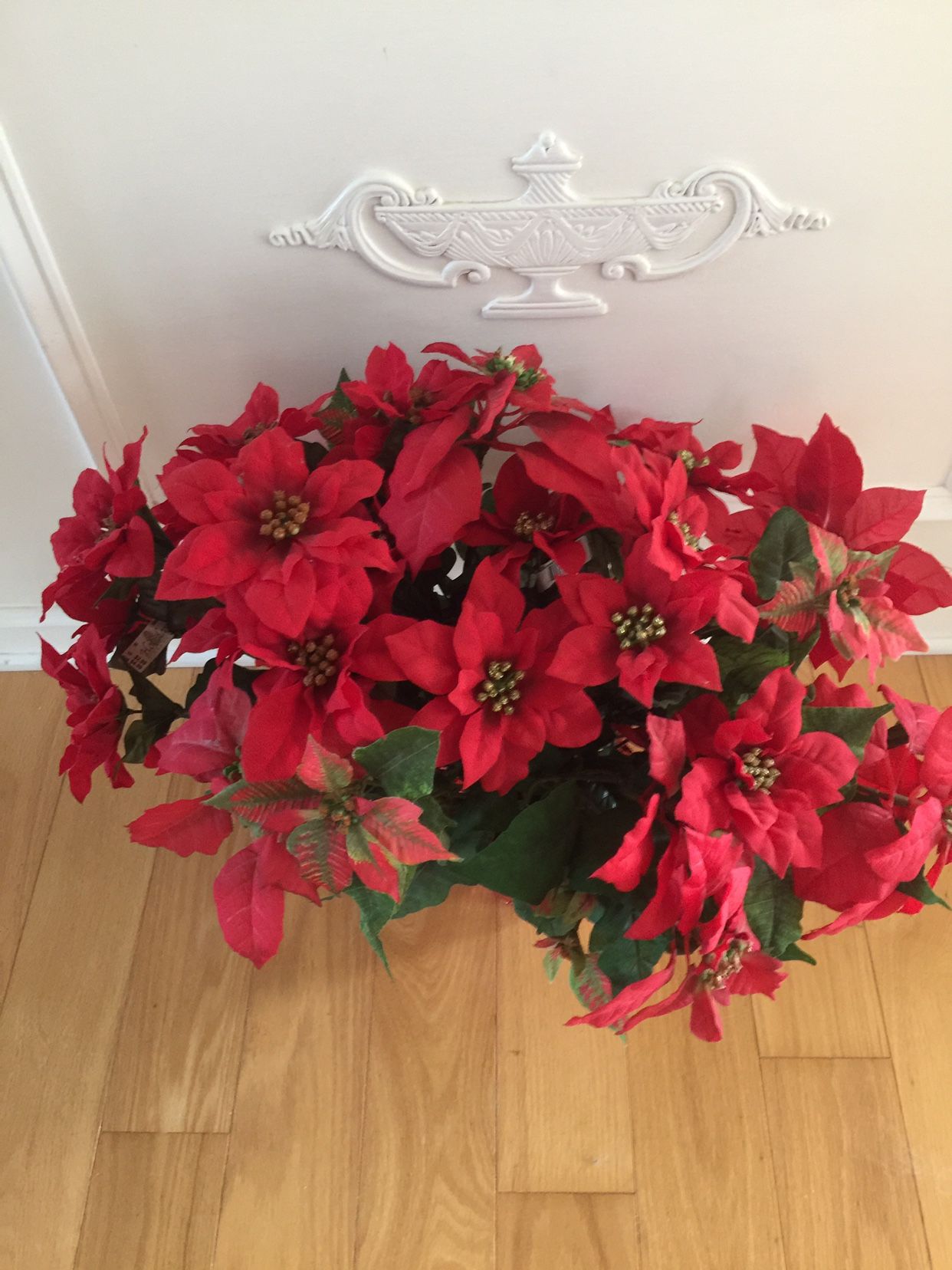 Red Flower Poinsettia  Christmas Pot Decoration