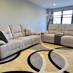 BOB’s Sonoma Beige 90'' Power Reclining Sofa Set