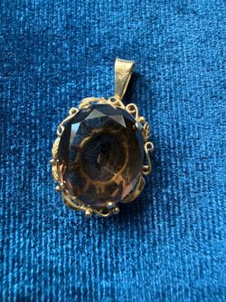 14K Gold Smoky Quartz Pendant | Vintage Inspired | 3.2g