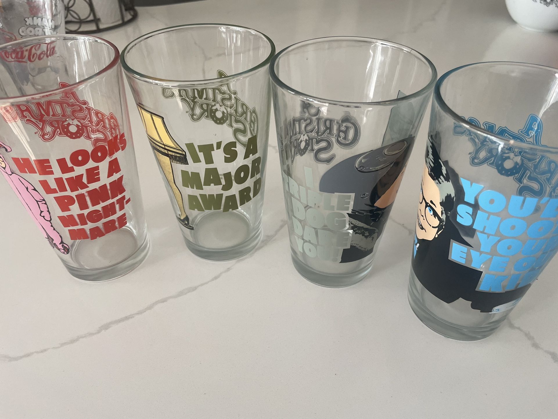 A Christmas Story Collectible Glass Set (4) – Vintage 2011 Turner/ICUP – Coral Springs Picku