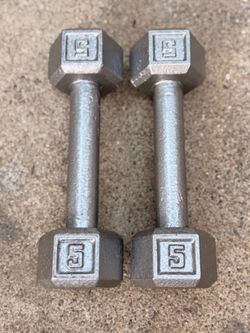 Pair of 5 pound HEX Dumbbells