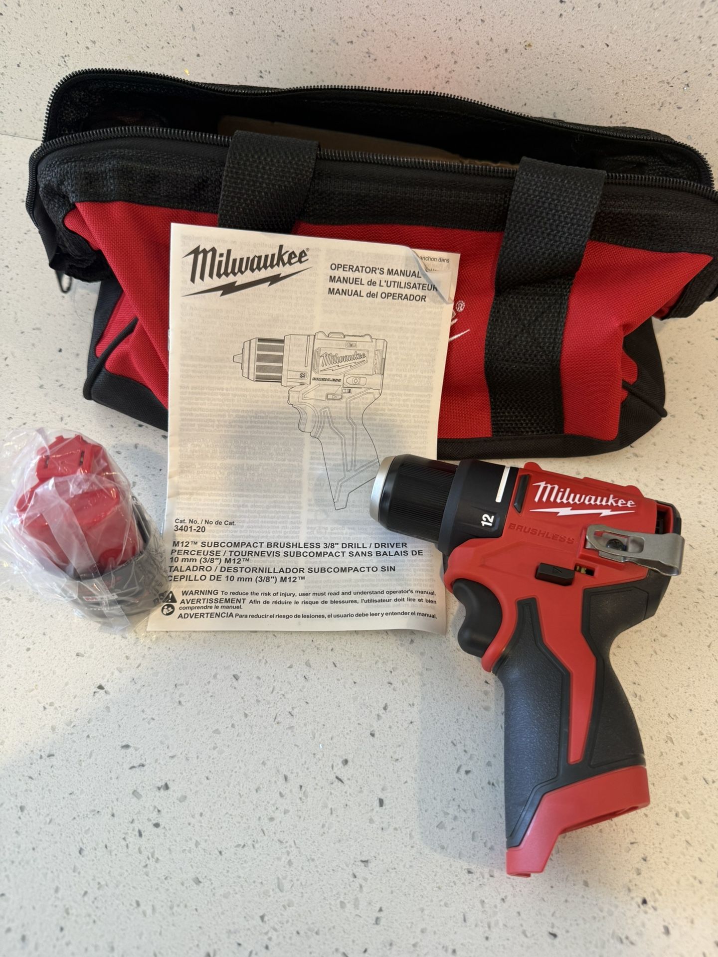 Milwaukee Drill, New! And Battery And Bag