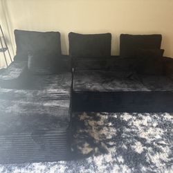 New Black L SHAPED COUCH