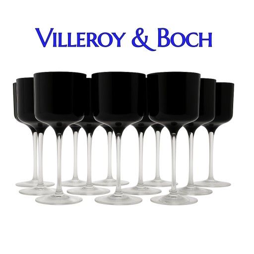 Villeroy & Boch Black Wine Goblets – Set of 12 – 8.25”