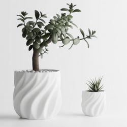 3D Printed Spiral Planters – White PLA – 4 inches 🌱