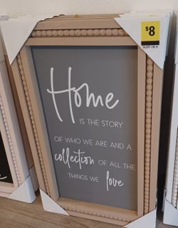 New Wood framed Wall hanging Home Decor.  16" x 10"  New in package $5 each