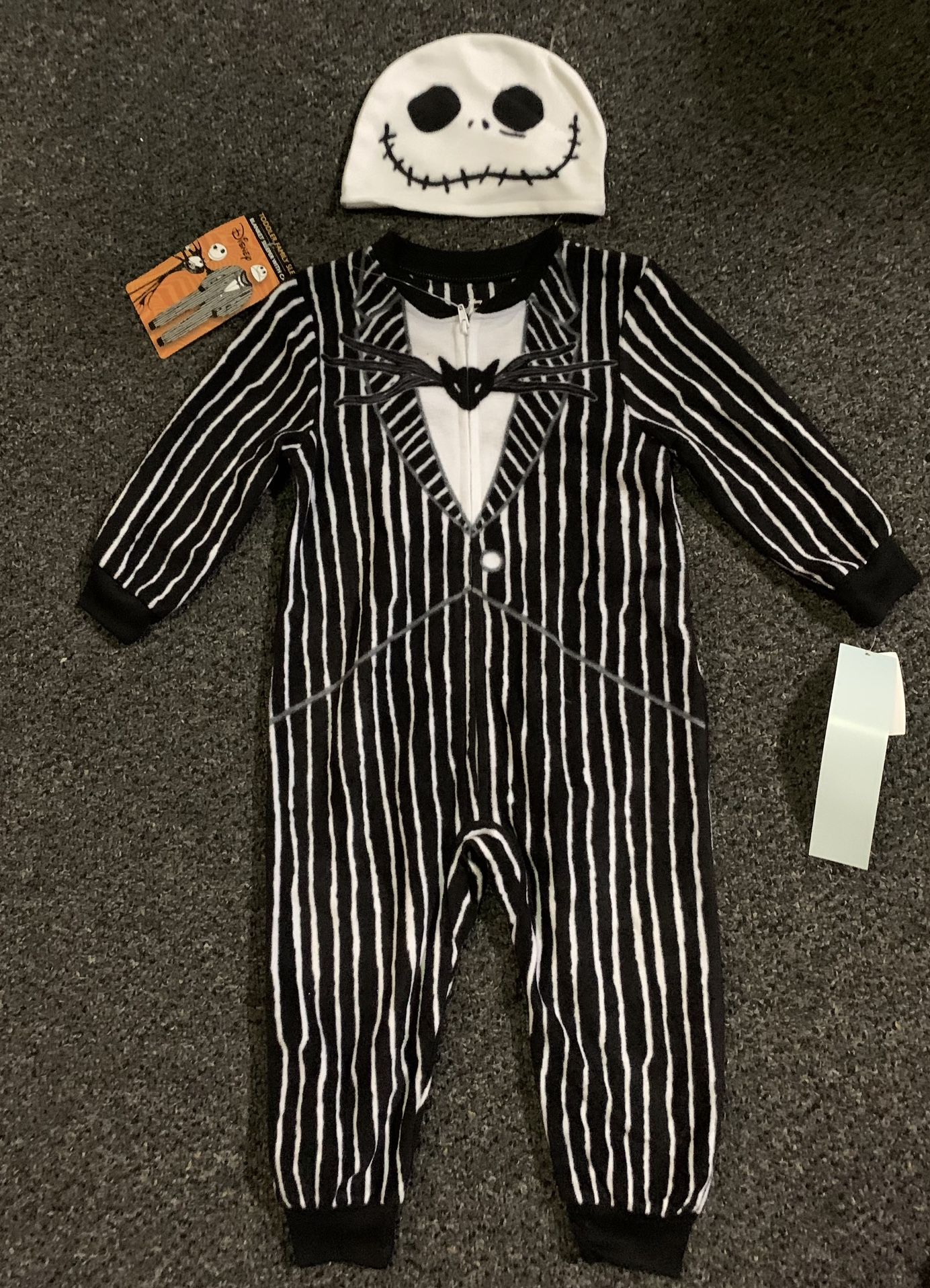 New Nightmare Before Christmas Jack Skellington Boys size 2T Halloween fleece pajama sleeper with cap