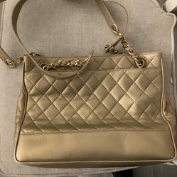 Chanel Gold Quilted Lamb Skin Leather  Vintage Bag