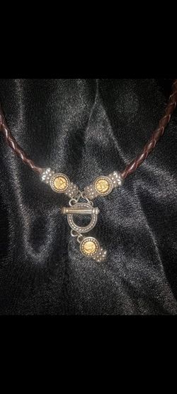 Brighton Toggle Necklace Brown Leather Rope Mythical Zodiac Design 