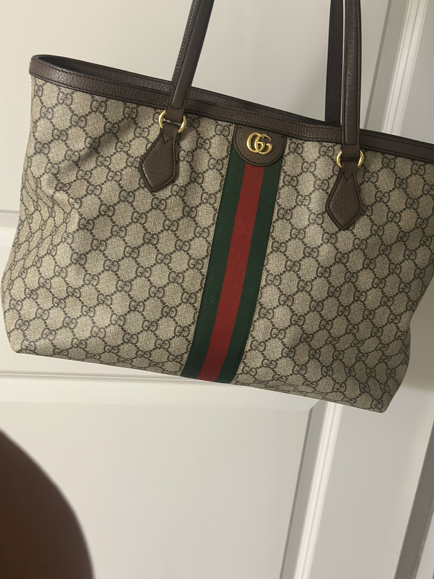 Gucci GG Supreme Monogram Tote with Web Stripe & Original Box