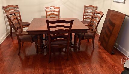 Wood Dining Table with 6 Chairs