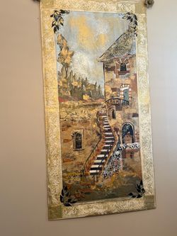 Decorative Wall Scroll Painting with Gold Border