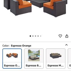 Modway Convene 8-pc Outdoor Patio Sectional Set in Espresso Orange