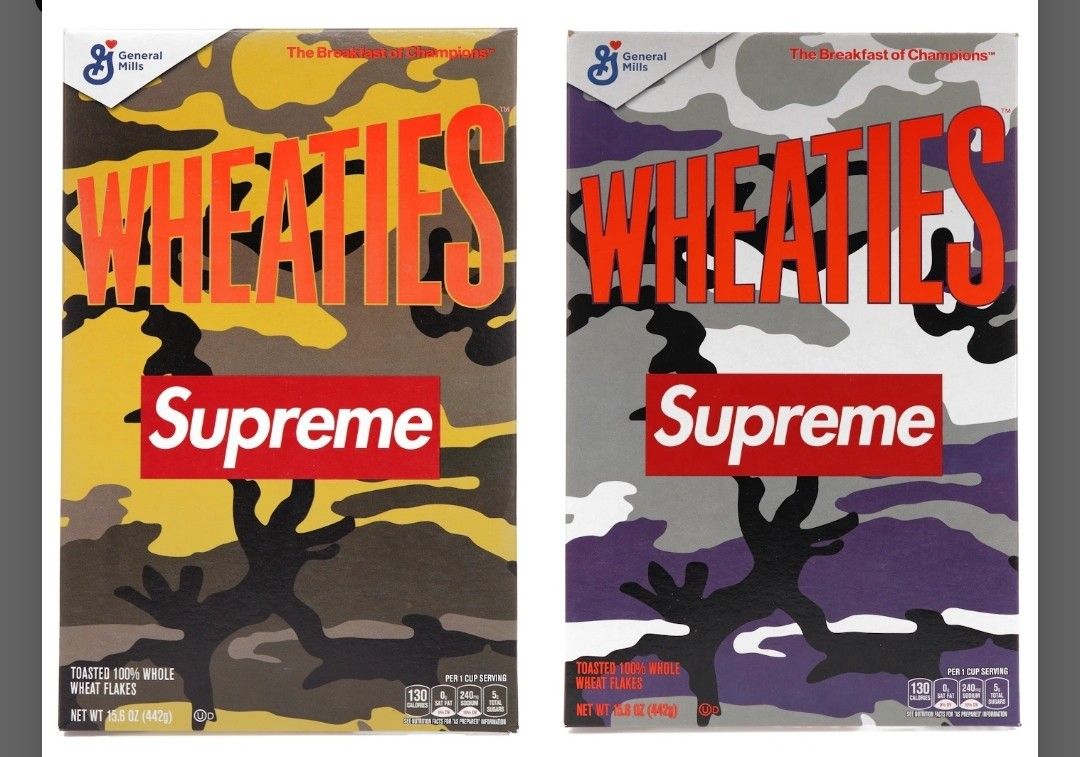 Supreme X Wheaties BRAND NEW UNOPENED 2 Boxes (Orange & Purple Camo)