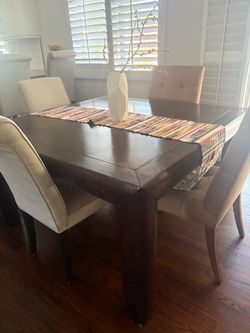 Dark Wood Dining Table with 4 Chairs