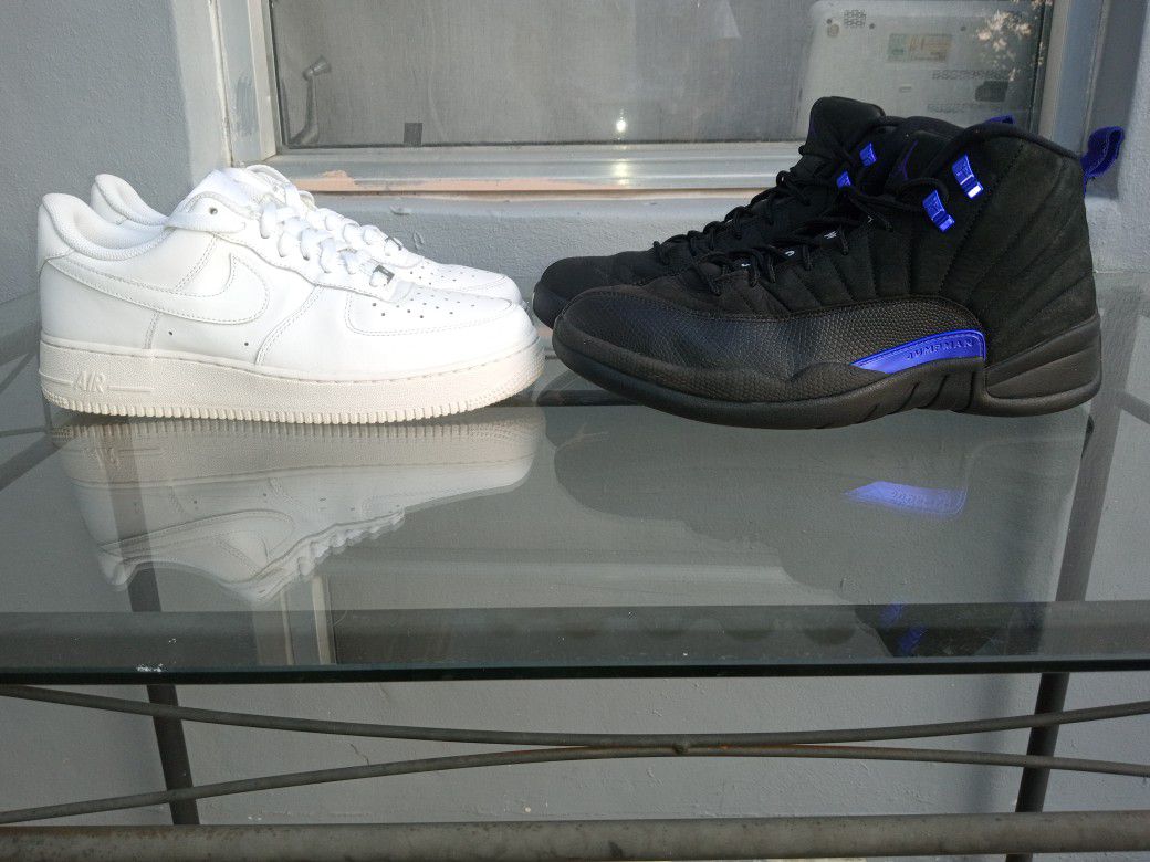 Jordan 12 Dark Concord And Air Force One All White Low 