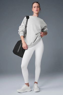 Alo Yoga Renown Heavy Weight Crew Neck Pullover XXS Athletic Heather Grey
