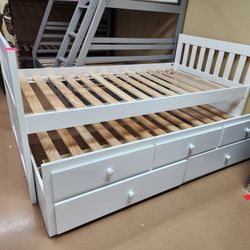 Twin Over Twin Daybed Trundle Bed With Storage Too