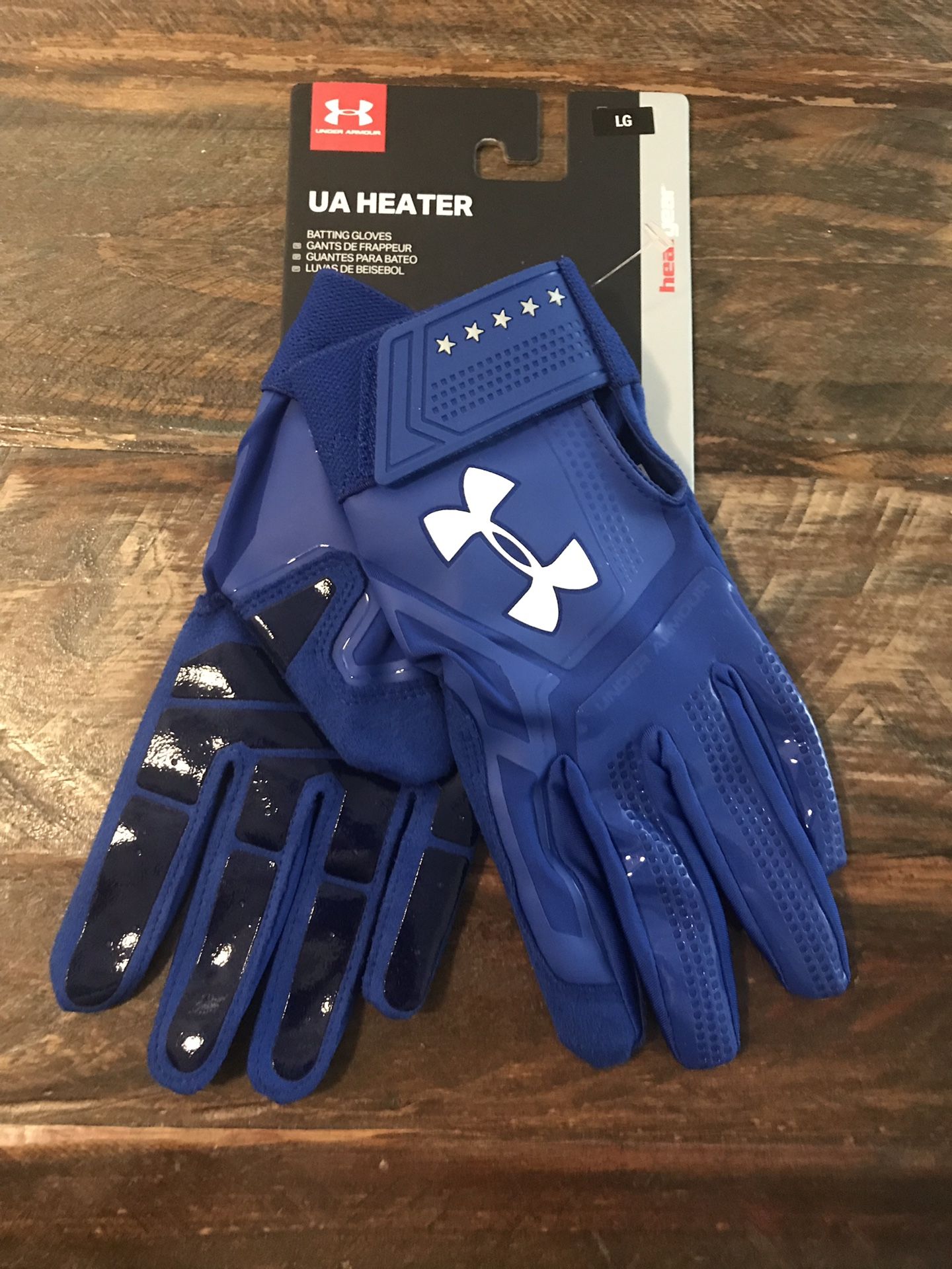 New! Under Armour Heater Baseball Blue Batting Gloves Large