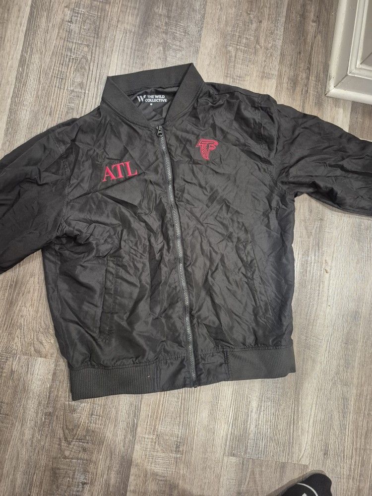 Men's The Wild Collective Black Atlanta Falcons Flight Full-Zip Bomber Jacket Size M