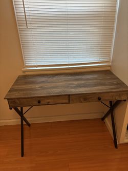 Wooden Desk with Black Frame
