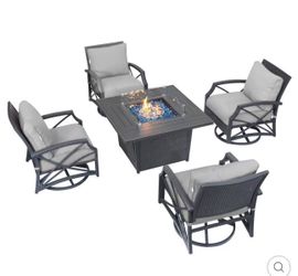 ETHAN 5-PIECE OUTDOOR FIRE PIT TABLE SET FOR PATIO