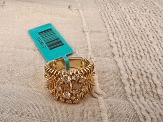 Gold-Tone Crystal Cluster Cocktail Ring