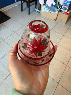 Vintage crackle glass candle shade & plate