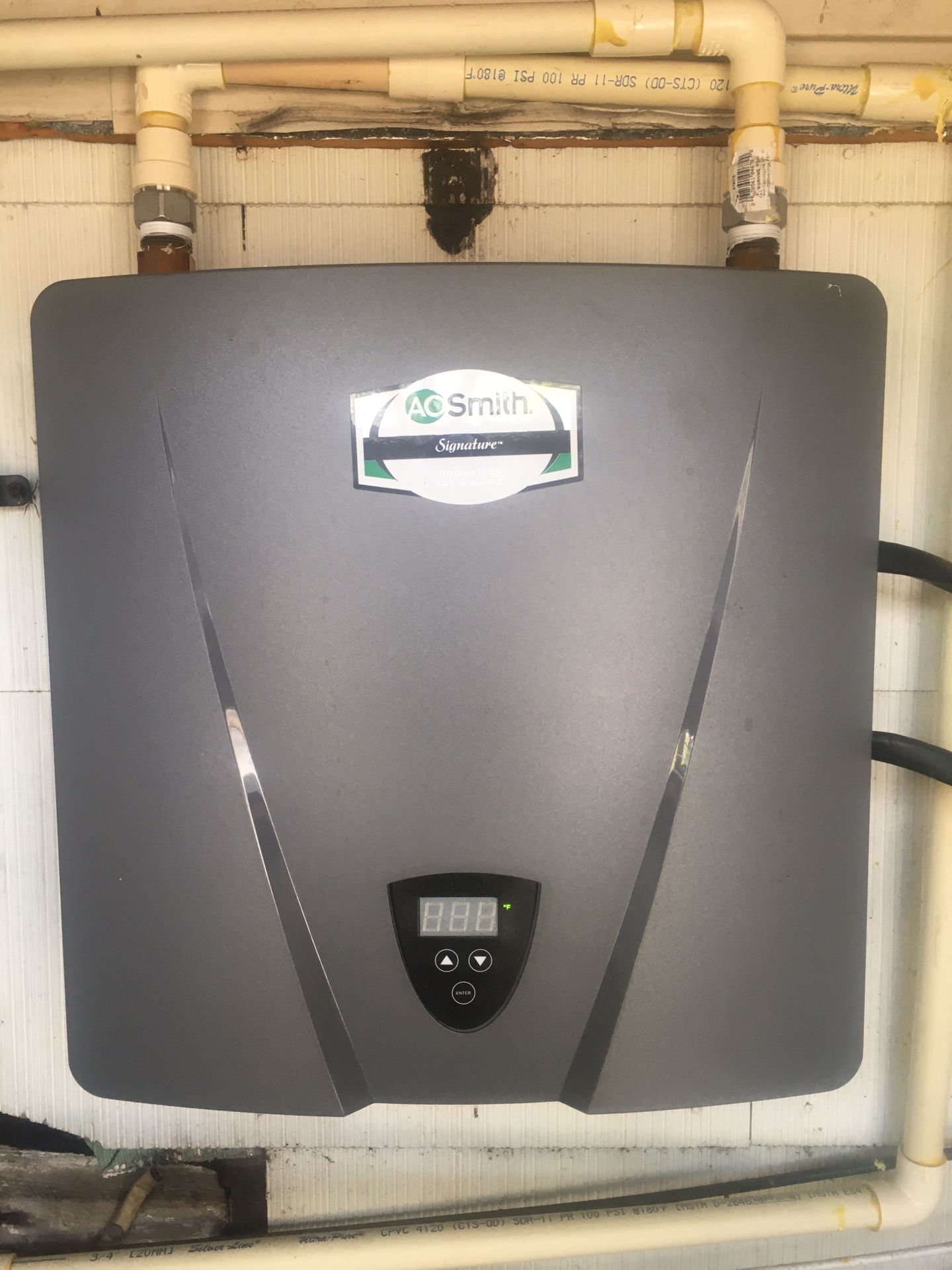 AO standard dual element tankless water heater