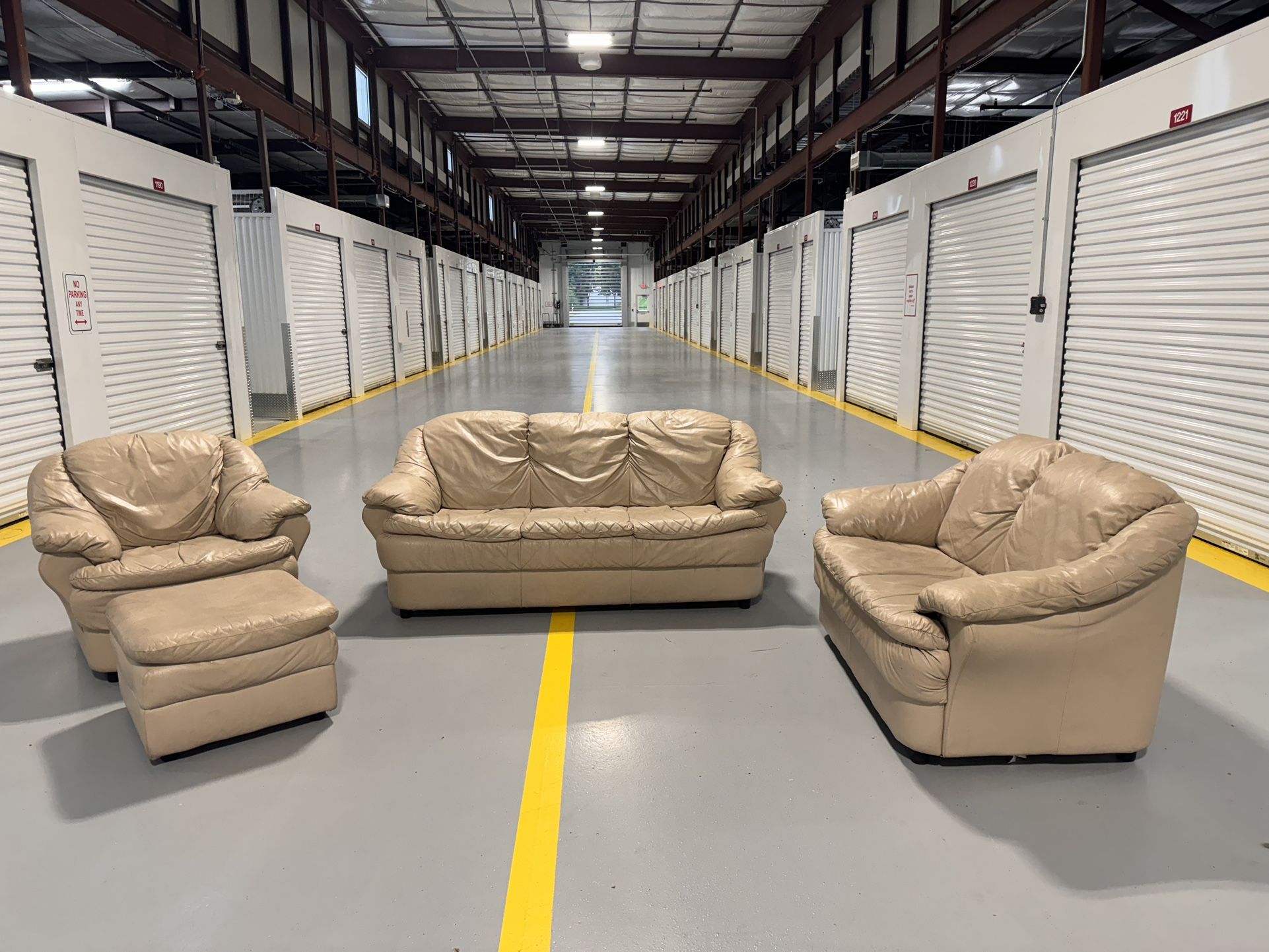 Off-White Leather Couch SET