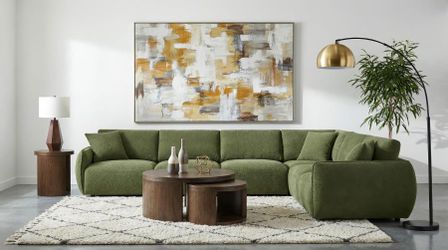 Sectional sofa Green Chenille fabric, New Especial price