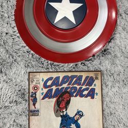 Captain America Full Size Cosplay Replica Shield & Comic Book Wall Art