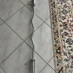 NEW 47" Olympic Curl Bar, 370 lbs Capacity, Alloy Steel Weightlifting Bar with 2 Spring Collars