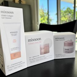 mixsoon Collagen Skincare Set Gel Cleanser, Toner Pad, Cleansing Balm