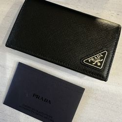 Prada Saffiano Bi-fold Wallet (Blue) And Coin Case (Black)