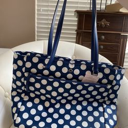 Kate Spade Navy Blue/ White Polkadot Tote Bag/ Diaper Bag