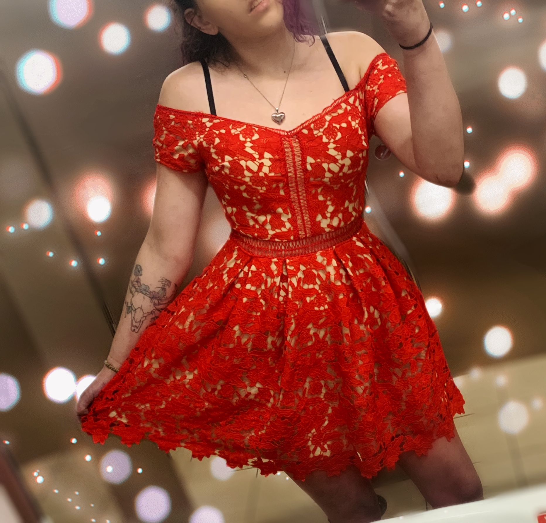 Francesca’s Red Lace Fit And Flare Dress