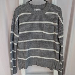 Grey/White Stripe Sweater Small