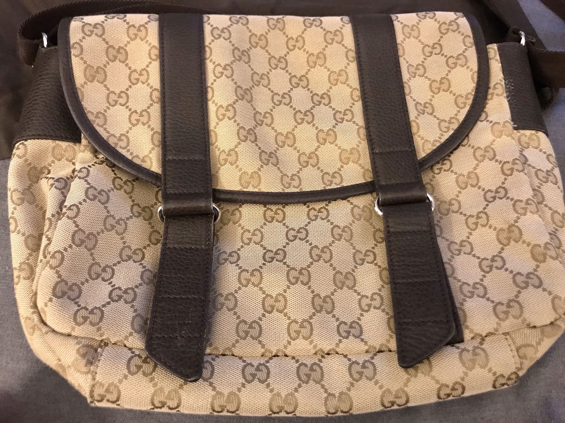 Gucci Authentic Monogram Canvas Messenger Bag