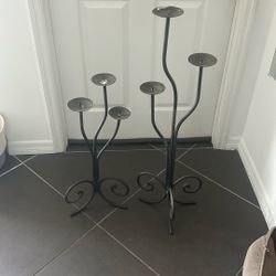 Two Iron Candle Holders 
