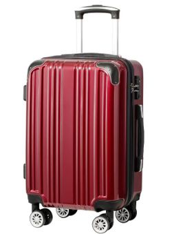 Coolife Luggage Expandable (20") Suitcase PC+ABS Spinner, Carry On (Wine  Red)