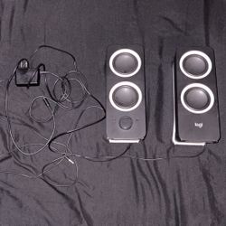 Black Logitech Multimedia Speakers with Bass Control