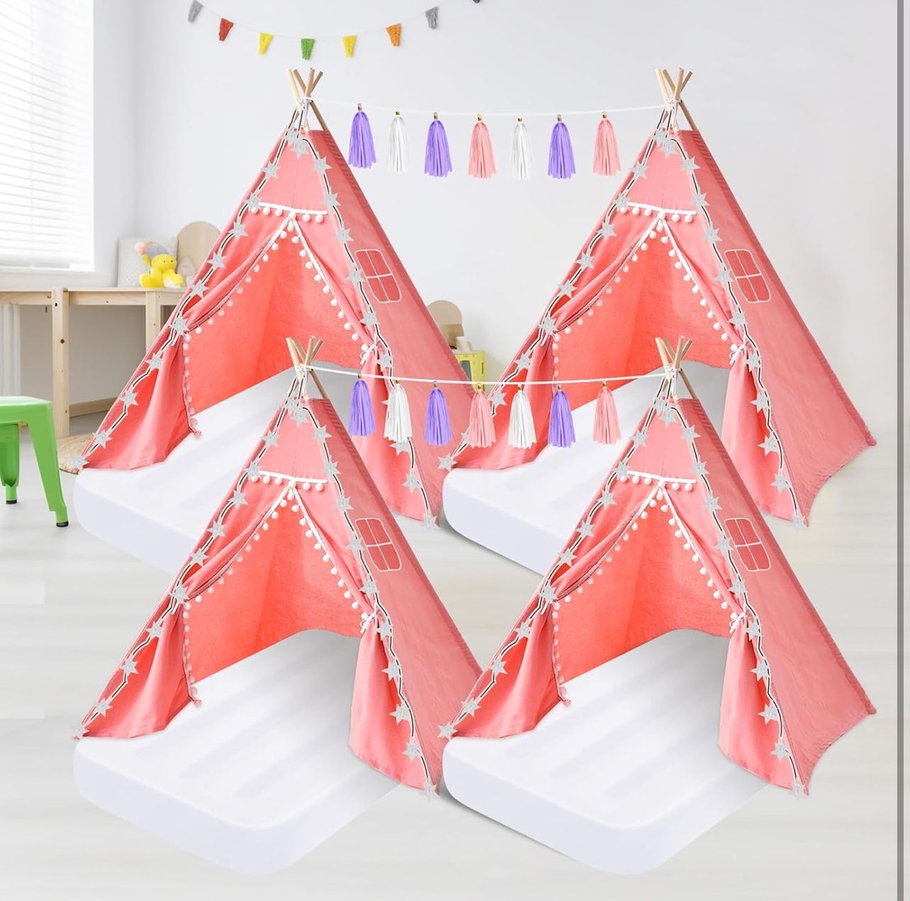 Pink Kids Teepee Tent Bulk Slumber Party Tents